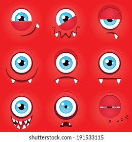 Set of funny cartoon expression monsters