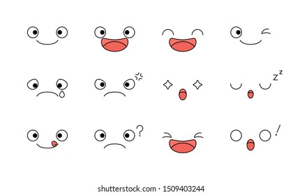 Set of funny cartoon face expressions. 
