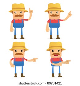 set of funny cartoon farmer in various poses for use in presentations, etc.