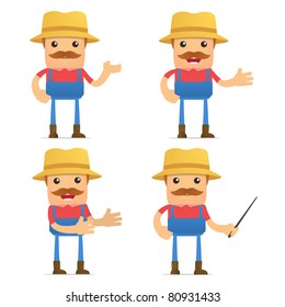 set of funny cartoon farmer in various poses for use in presentations, etc.