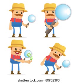 set of funny cartoon farmer in various poses for use in presentations, etc.