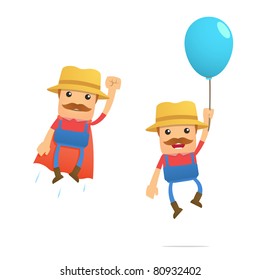 set of funny cartoon farmer in various poses for use in presentations, etc.