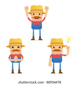 set of funny cartoon farmer in various poses for use in presentations, etc.