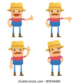 set of funny cartoon farmer in various poses for use in presentations, etc.