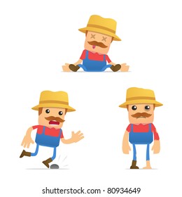 set of funny cartoon farmer in various poses for use in presentations, etc.