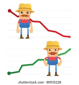 set of funny cartoon farmer in various poses for use in presentations, etc.