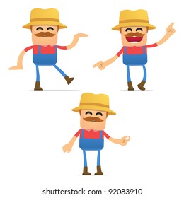 set of funny cartoon farmer in various poses for use in presentations, etc.