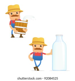 set of funny cartoon farmer in various poses for use in presentations, etc.