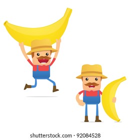 set of funny cartoon farmer in various poses for use in presentations, etc.
