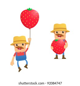 set of funny cartoon farmer in various poses for use in presentations, etc.
