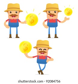 set of funny cartoon farmer in various poses for use in presentations, etc.