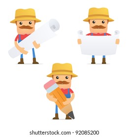 set of funny cartoon farmer in various poses for use in presentations, etc.