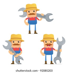 set of funny cartoon farmer in various poses for use in presentations, etc.