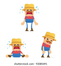 set of funny cartoon farmer in various poses for use in presentations, etc.