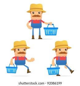 set of funny cartoon farmer in various poses for use in presentations, etc.
