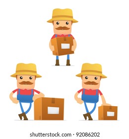 set of funny cartoon farmer in various poses for use in presentations, etc.