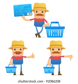 set of funny cartoon farmer in various poses for use in presentations, etc.