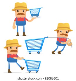 set of funny cartoon farmer in various poses for use in presentations, etc.