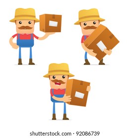 set of funny cartoon farmer in various poses for use in presentations, etc.
