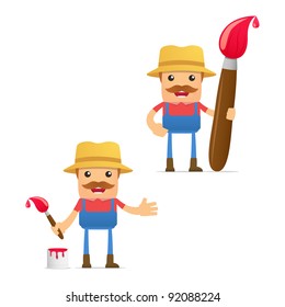 set of funny cartoon farmer in various poses for use in presentations, etc.