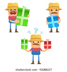 set of funny cartoon farmer in various poses for use in presentations, etc.