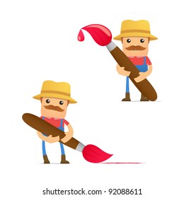 set of funny cartoon farmer in various poses for use in presentations, etc.