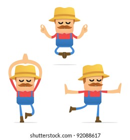 set of funny cartoon farmer in various poses for use in presentations, etc.