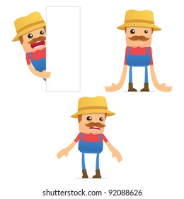 set of funny cartoon farmer in various poses for use in presentations, etc.