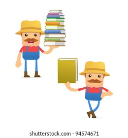 set of funny cartoon farmer in various poses for use in presentations, etc.