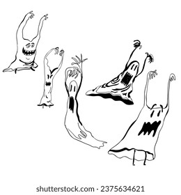 Set of funny cartoon ghosts 