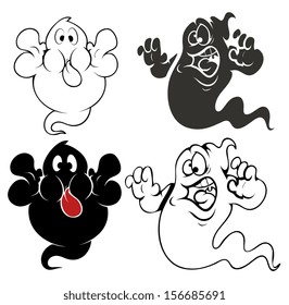 set of funny cartoon ghosts vector