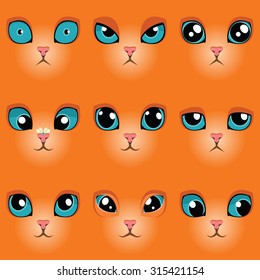 Set Funny Cartoon Blue Cat Eyes Stock Vector (Royalty Free) 317597990 ...