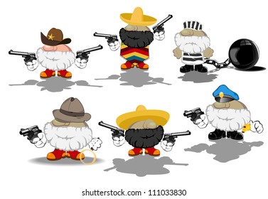 set of funny cartoon heroes