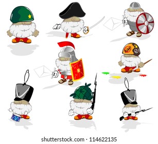 set of funny cartoon heroes
