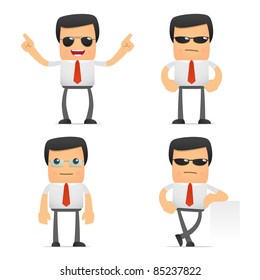 set of funny cartoon manager in various poses for use in presentations, etc.