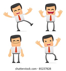 set of funny cartoon manager in various poses for use in presentations, etc.