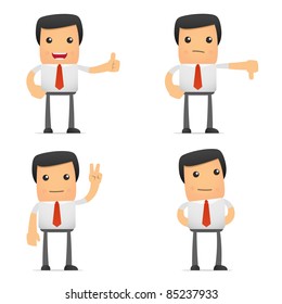 set of funny cartoon manager in various poses for use in presentations, etc.