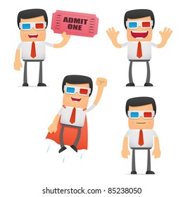 set of funny cartoon manager in various poses for use in presentations, etc.