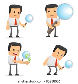 set of funny cartoon manager in various poses for use in presentations, etc.