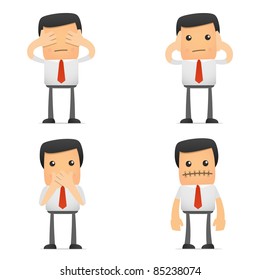 set of funny cartoon manager in various poses for use in presentations, etc.