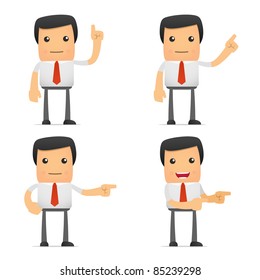 set of funny cartoon manager in various poses for use in presentations, etc.