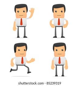 set of funny cartoon manager in various poses for use in presentations, etc.