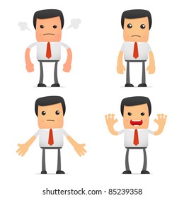 set of funny cartoon manager in various poses for use in presentations, etc.