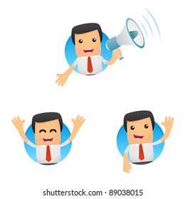 set of funny cartoon manager in various poses for use in presentations, etc.