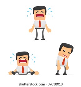 set of funny cartoon manager in various poses for use in presentations, etc.