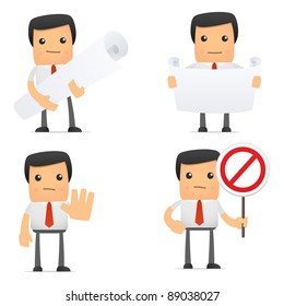 set of funny cartoon manager in various poses for use in presentations, etc.