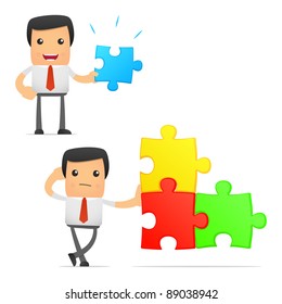 set of funny cartoon manager in various poses for use in presentations, etc.