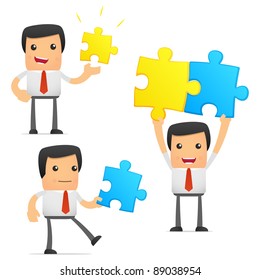 set of funny cartoon manager in various poses for use in presentations, etc.