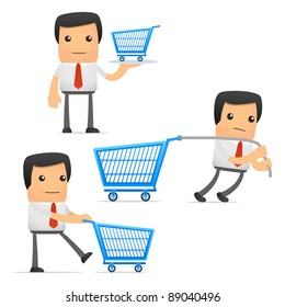 set of funny cartoon manager in various poses for use in presentations, etc.