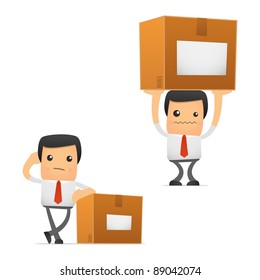 set of funny cartoon manager in various poses for use in presentations, etc.